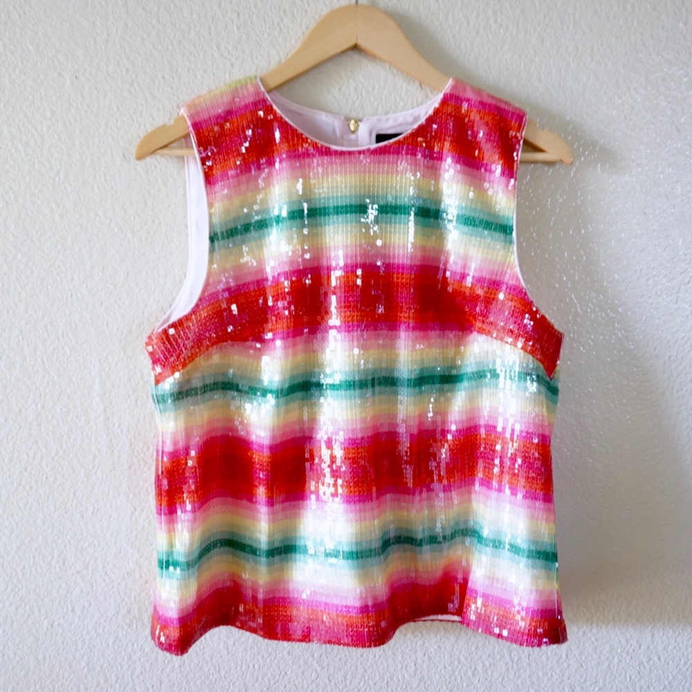 NWT J. Crew Sleeveless Top in Watermelon-Stripe - Picture 4 of 7